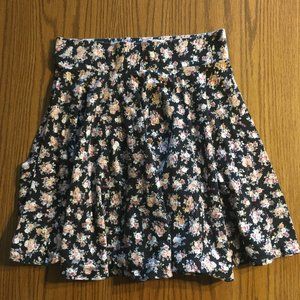 Black Floral Skater Skirt